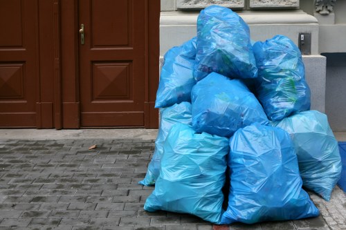 Different types of construction waste materials being sorted